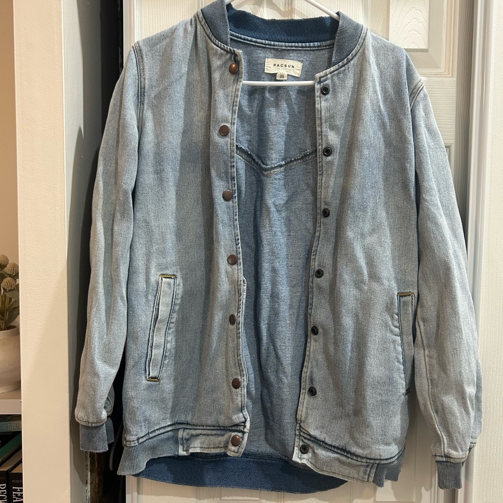 PacSun Oversized Light Blue Denim Bomber Jacket